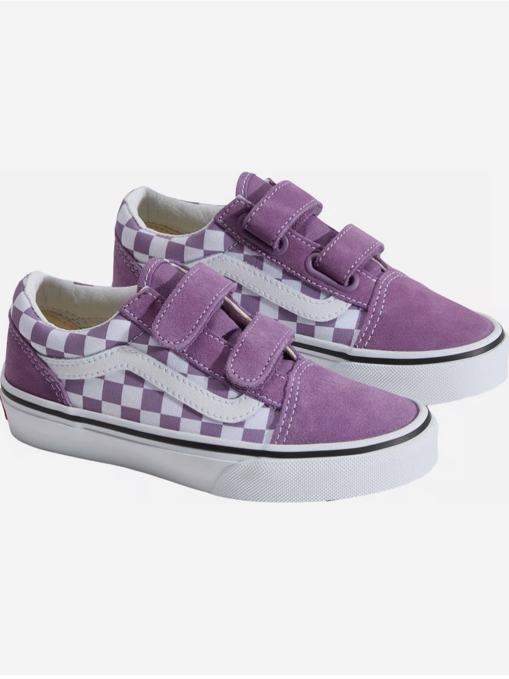 BNIB Vans Kids Purple Checkerboard Velcro Casual Sneakers